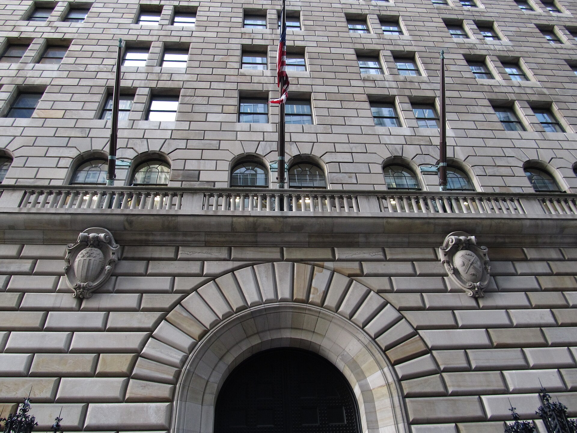The stone fortress of the Federal Reserve Bank of New York, which guards the world's largest gold vault